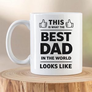Best Dad in the World design printed on a white ceramic coffee mug