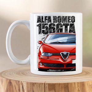 Alfa Romeo 156 GTA red Busso V6 sports saloon mug with detailed automotive artwork