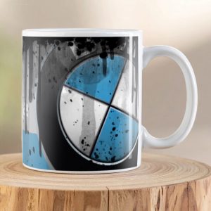 BMW Sheer Driving Pleasure Oil Can Mug featuring BMW roundel
